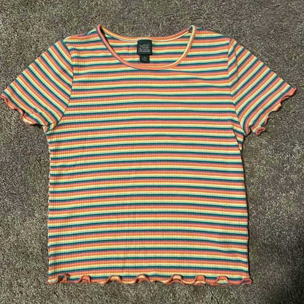 Wild Fable Lettuce Trimmed Rainbow Shirt